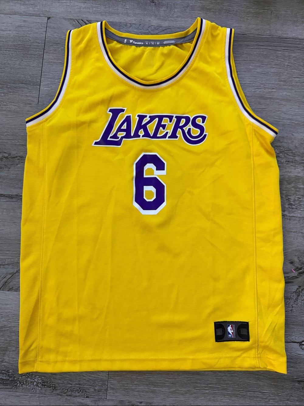 Fanatics Yellow Los Angeles Lakers #6 Sleeveless Tank Top